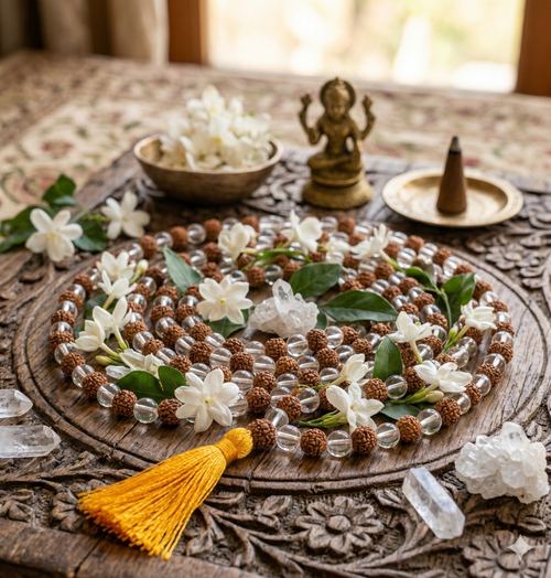 AURAYAH - Rudraksh Sphatik Mala [Certified]